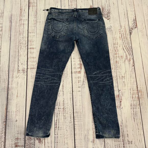 True Religion Geno Jeans Mens 34x32 Y2K Distressed Relaxed Slim Fit Flap Pockets - Picture 2 of 10